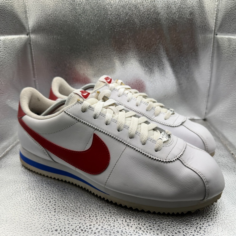 Size 12 Nike Cortez Basic Leather OG Forrest Gump White Mens Sneakers 882254-164